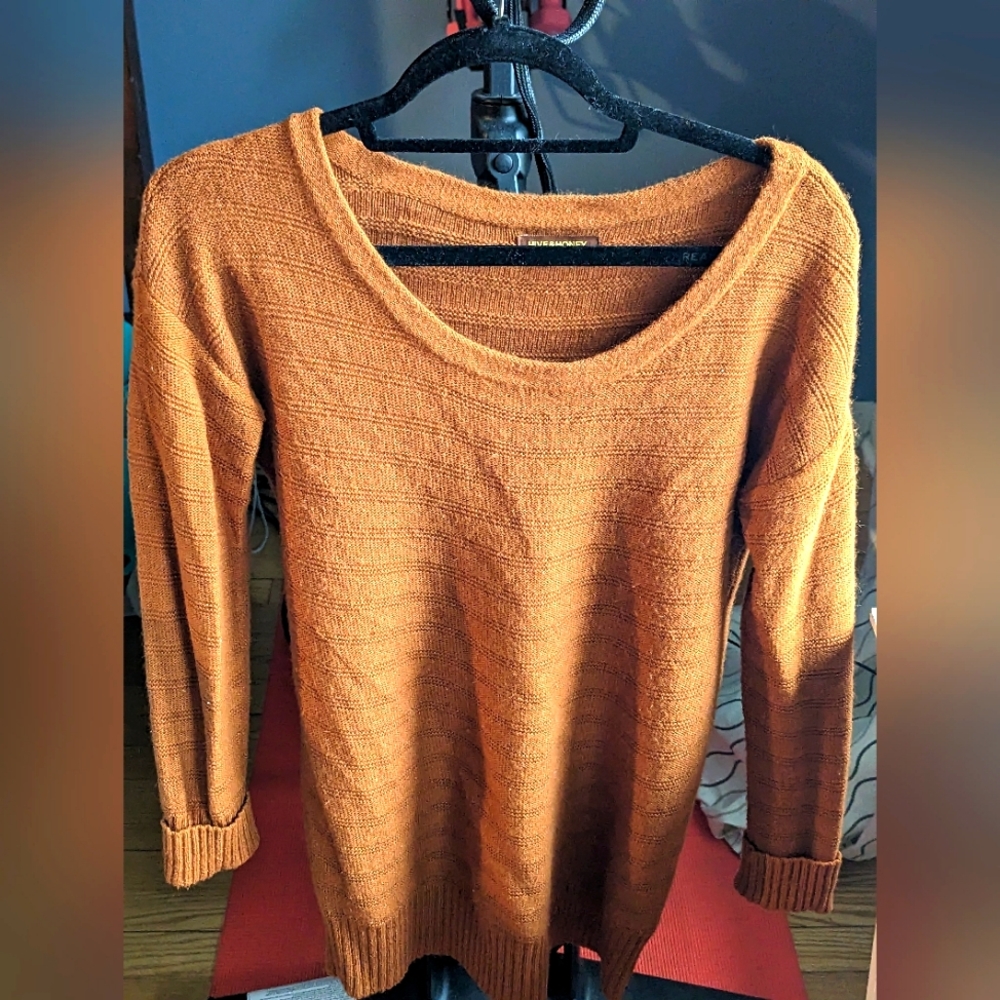Hive and honey oversized rabbit fur blend burnt orange sweater